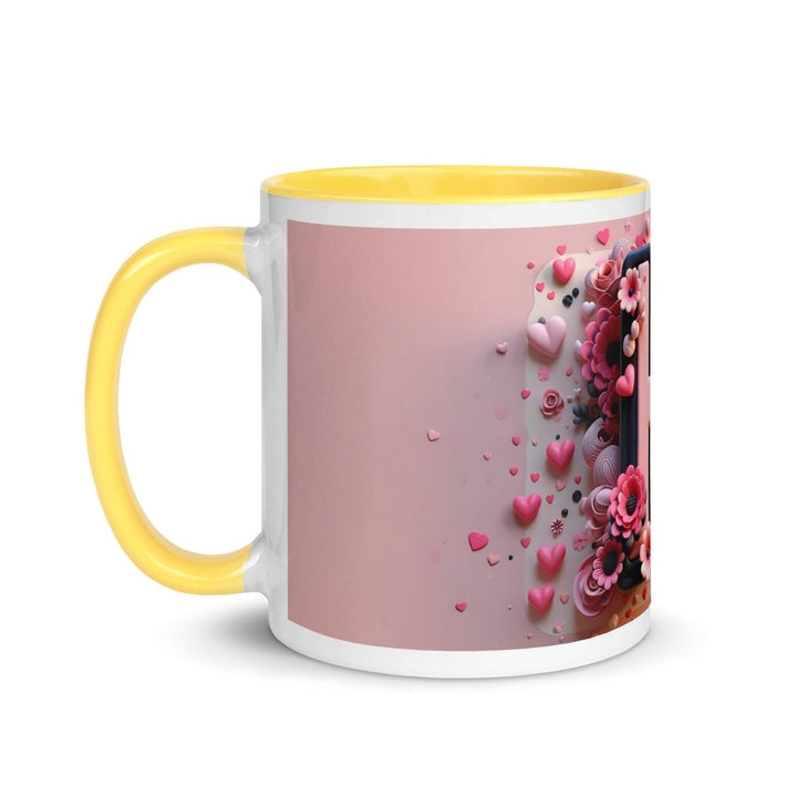 Letter H Colorful Print Mug - Yellow - 11 oz - ArtyKoala