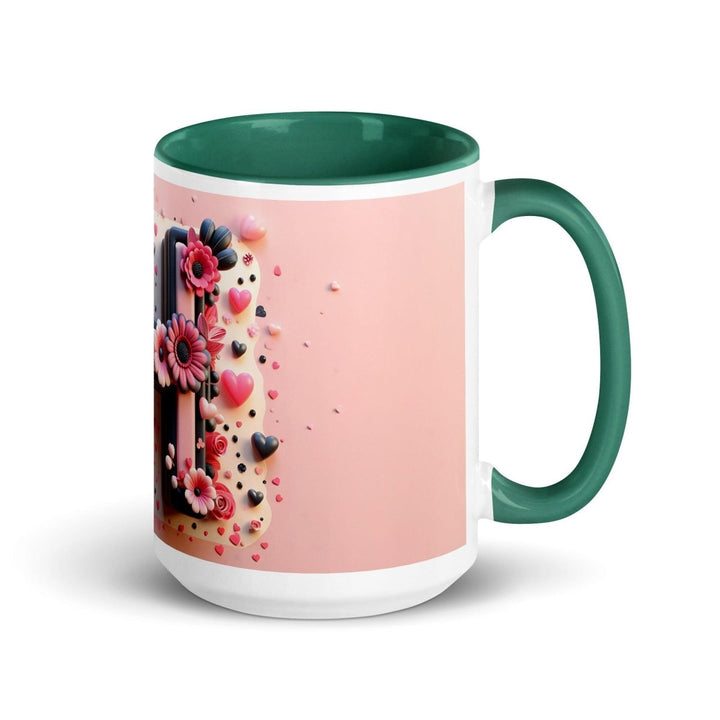 Letter H Colorful Print Mug - Dark green - 15 oz - ArtyKoala