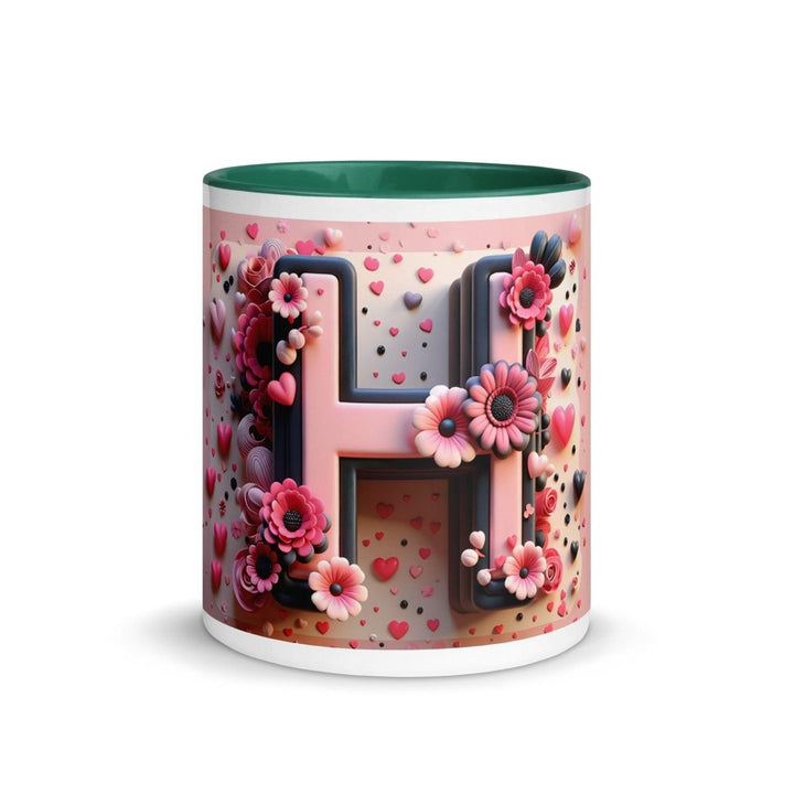 Letter H Colorful Print Mug - Dark green - 11 oz - ArtyKoala