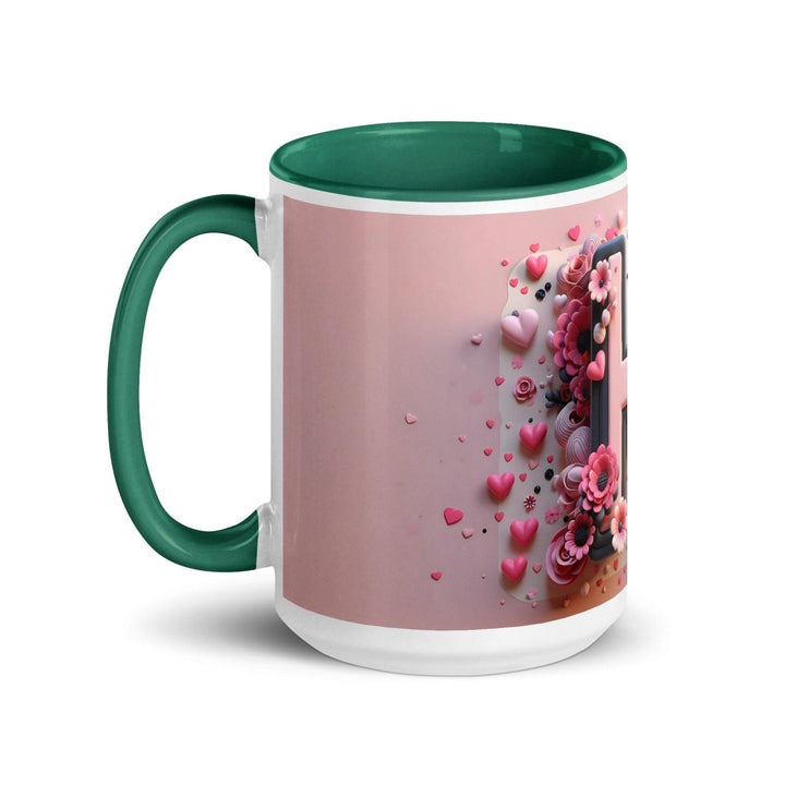 Letter H Colorful Print Mug - Dark green - 15 oz - ArtyKoala