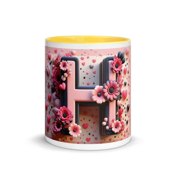 Letter H Colorful Print Mug - Black - 11 oz - ArtyKoala