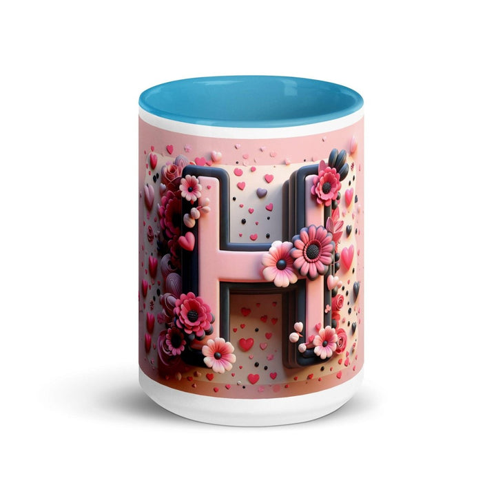Letter H Colorful Print Mug - Blue - 15 oz - ArtyKoala