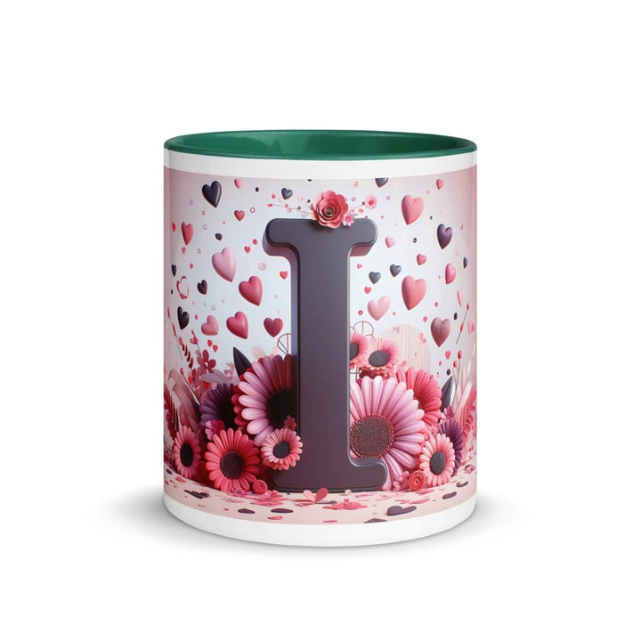 Letter I 3D Colorful Print Mug - Dark green - 11 oz - ArtyKoala