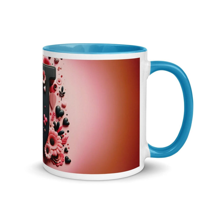 Letter J Colorful Print Mug - Blue - 11 oz - ArtyKoala
