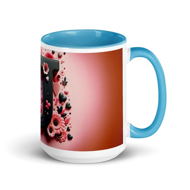Letter J Colorful Print Mug - Blue - 15 oz - ArtyKoala