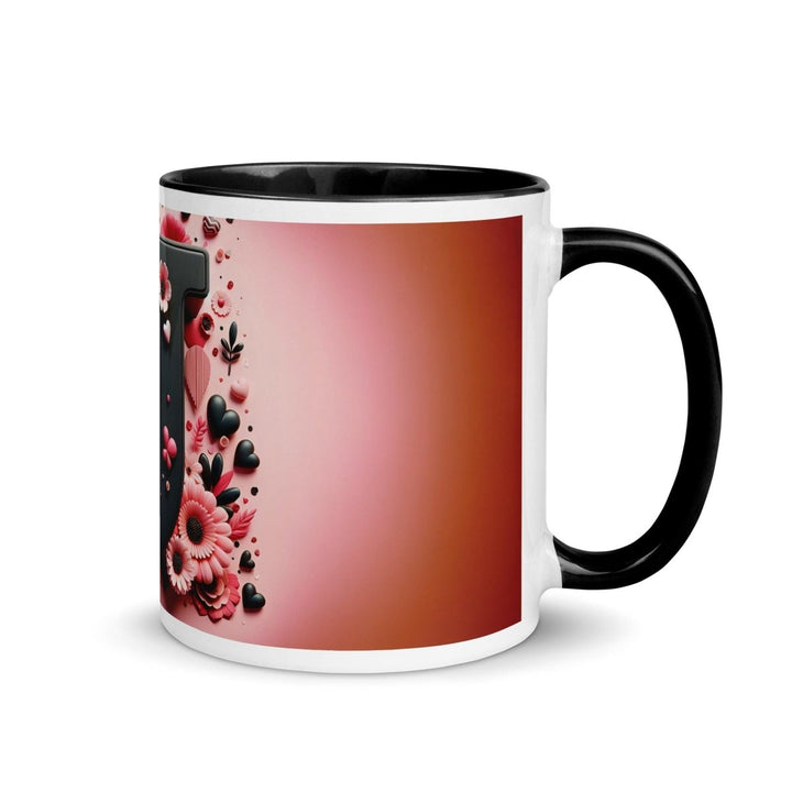 Letter J Colorful Print Mug - Black - 11 oz - ArtyKoala
