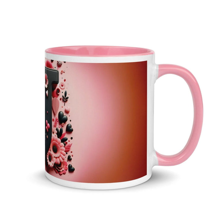 Letter J Colorful Print Mug - Pink - 11 oz - ArtyKoala