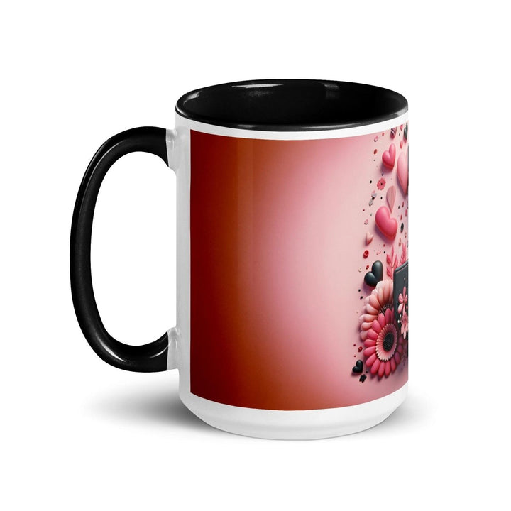 Letter J Colorful Print Mug - Black - 15 oz - ArtyKoala