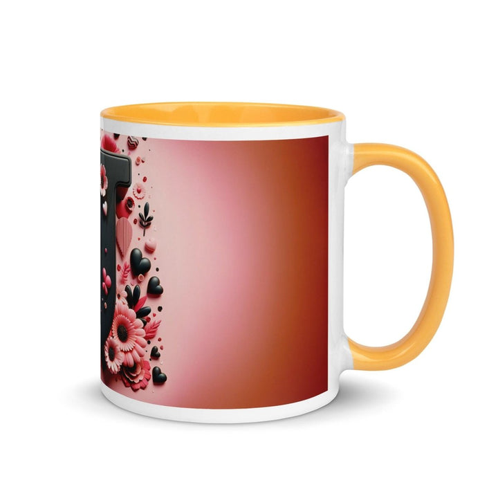 Letter J Colorful Print Mug - Golden Yellow - 11 oz - ArtyKoala