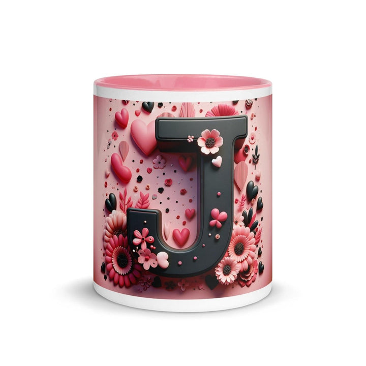 Letter J Colorful Print Mug - Pink - 11 oz - ArtyKoala