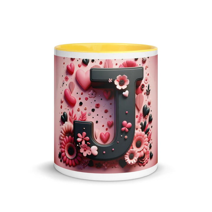 Letter J Colorful Print Mug - Black - 11 oz - ArtyKoala