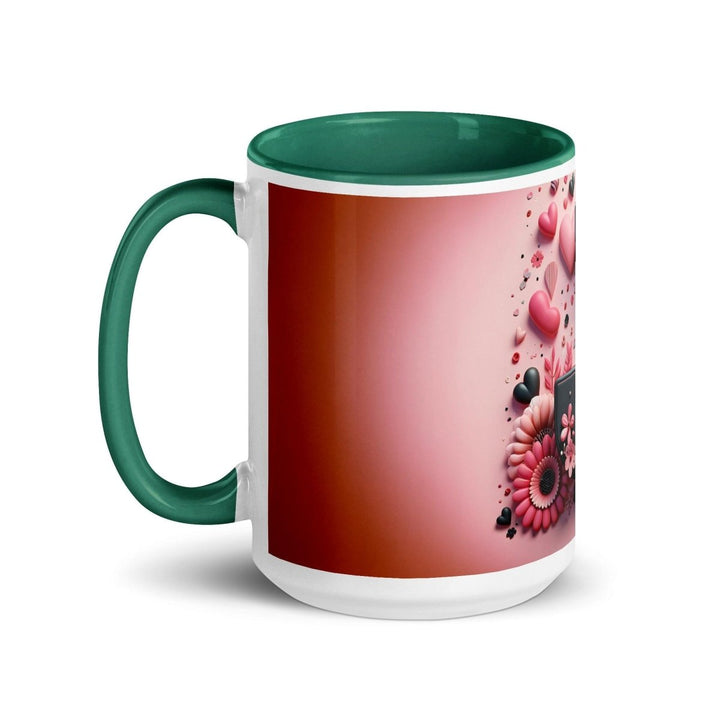 Letter J Colorful Print Mug - Dark green - 15 oz - ArtyKoala