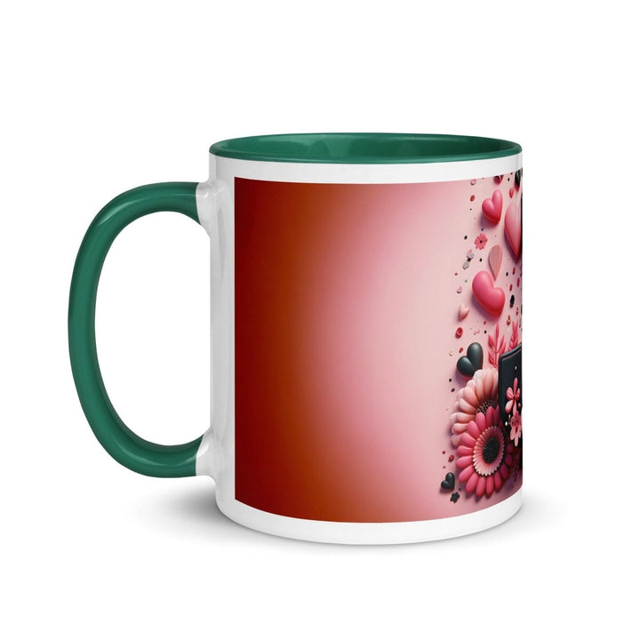 Letter J Colorful Print Mug - Dark green - 11 oz - ArtyKoala