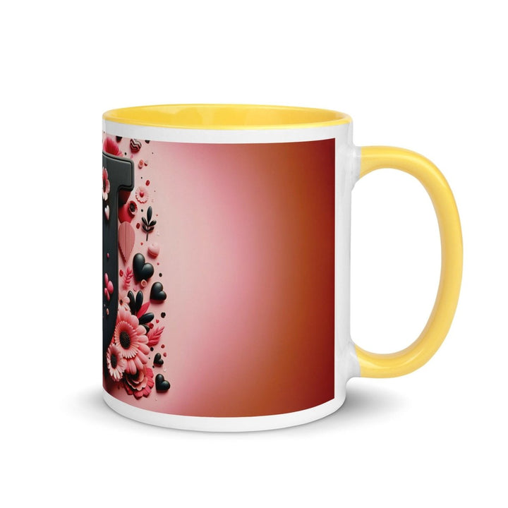 Letter J Colorful Print Mug - Yellow - 11 oz - ArtyKoala