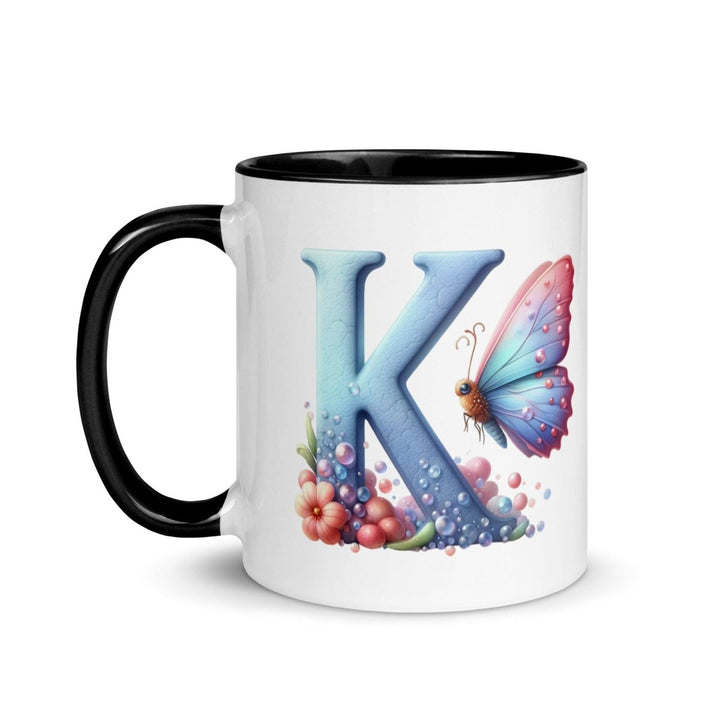 Letter K Colorful Print Mug - Black - 11 oz - ArtyKoala