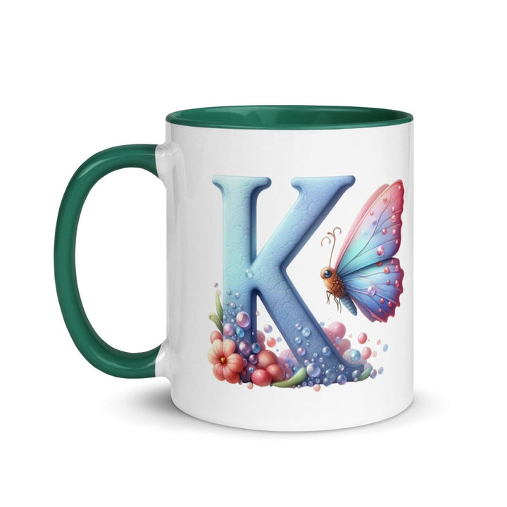 Letter K Colorful Print Mug - Dark green - 11 oz - ArtyKoala