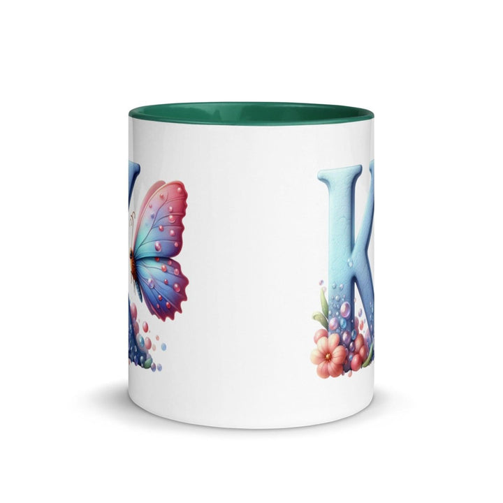 Letter K Colorful Print Mug - Dark green - 11 oz - ArtyKoala