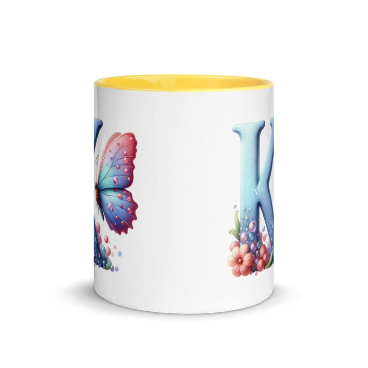 Letter K Colorful Print Mug - Black - 11 oz - ArtyKoala