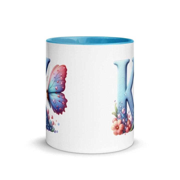 Letter K Colorful Print Mug - Blue - 11 oz - ArtyKoala