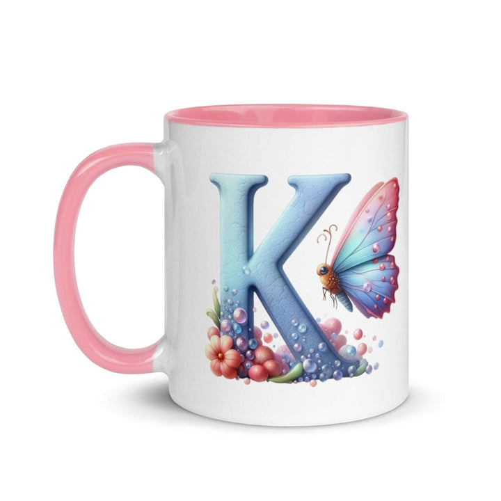 Letter K Colorful Print Mug - Pink - 11 oz - ArtyKoala