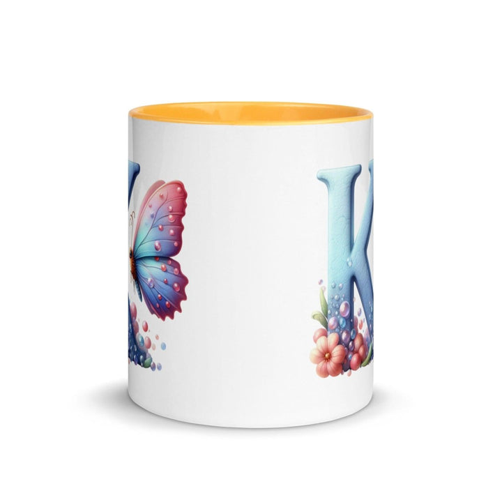 Letter K Colorful Print Mug - Golden Yellow - 11 oz - ArtyKoala