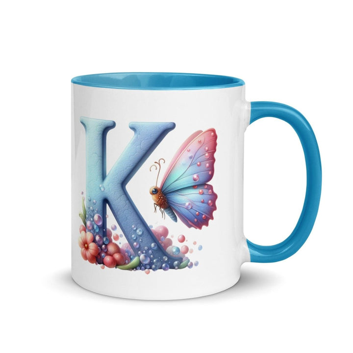 Letter K Colorful Print Mug - Blue - 11 oz - ArtyKoala