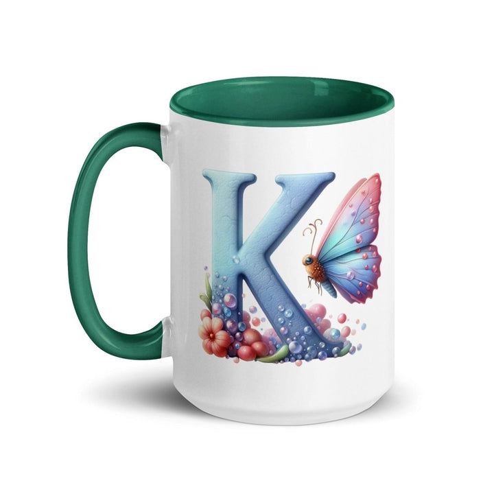 Letter K Colorful Print Mug - Dark green - 15 oz - ArtyKoala