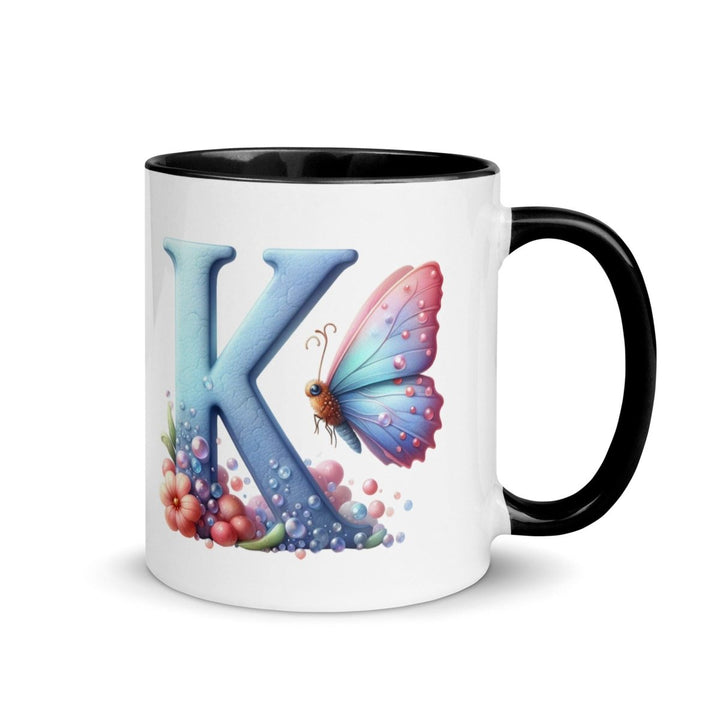 Letter K Colorful Print Mug - Black - 11 oz - ArtyKoala