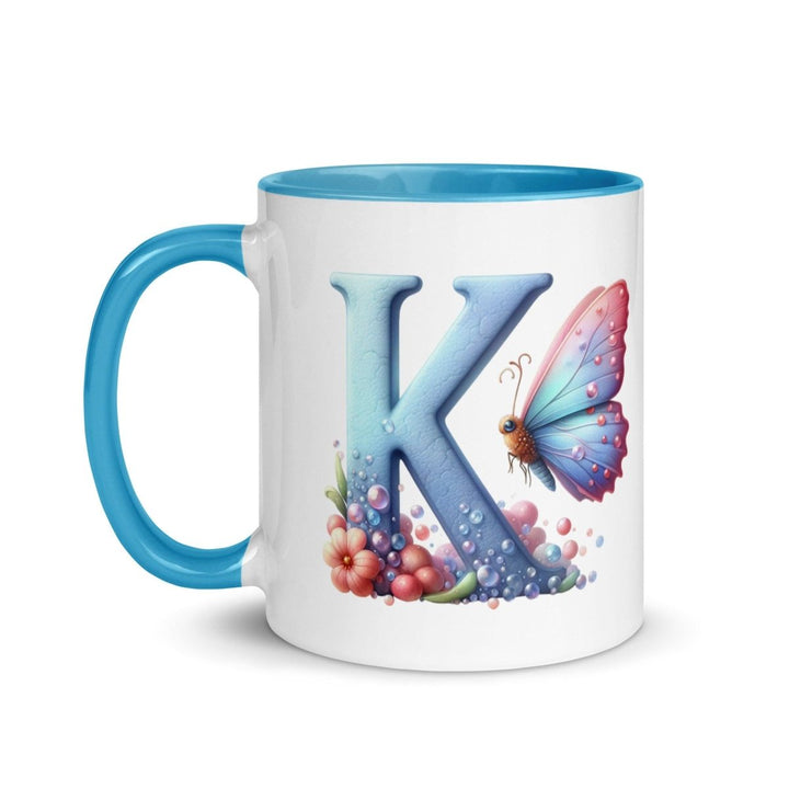 Letter K Colorful Print Mug - Blue - 11 oz - ArtyKoala