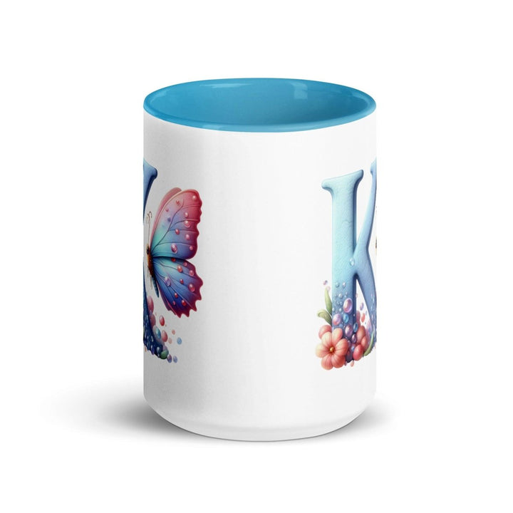 Letter K Colorful Print Mug - Blue - 15 oz - ArtyKoala