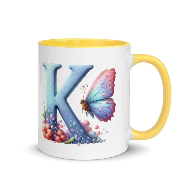 Letter K Colorful Print Mug - Yellow - 11 oz - ArtyKoala