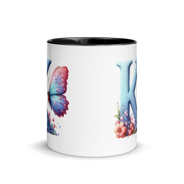 Letter K Colorful Print Mug - Black - 11 oz - ArtyKoala