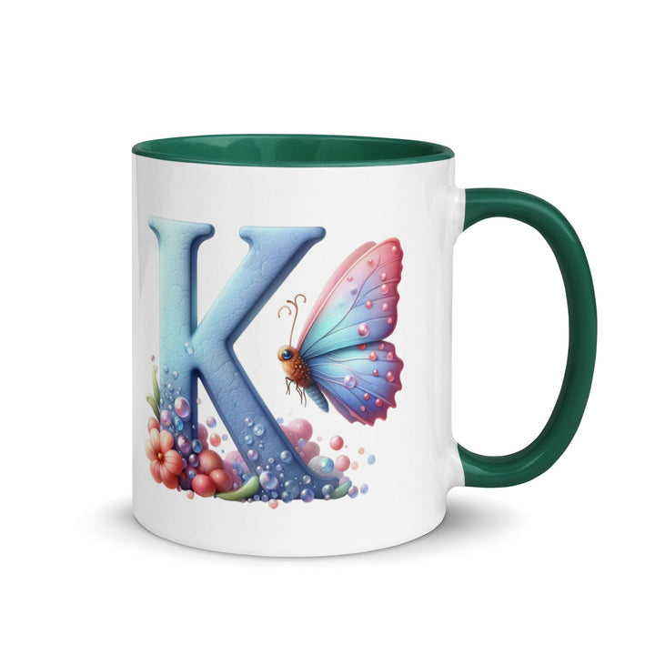 Letter K Mug with Color Inside - Dark green / 11 oz - ArtyKoala