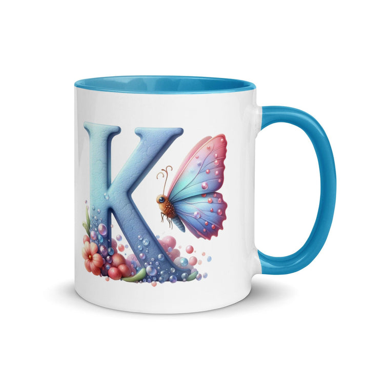 Letter K Mug with Color Inside - Blue / 11 oz - ArtyKoala