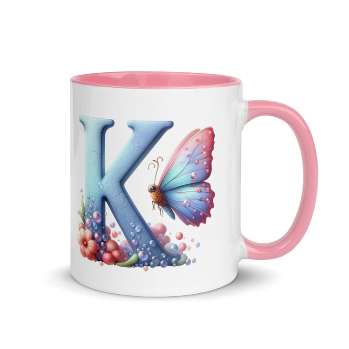 Letter K Mug with Color Inside - Pink / 11 oz - ArtyKoala