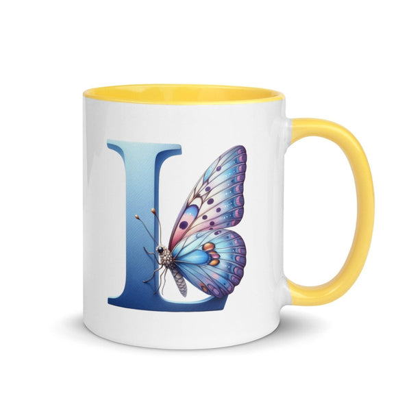 Letter L Colorful Print Mug - Yellow - 11 oz - ArtyKoala