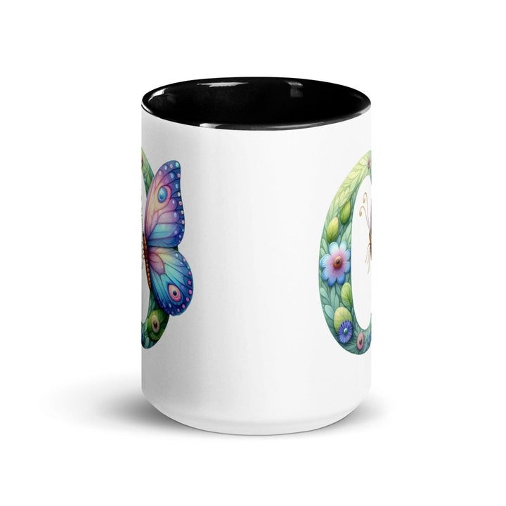 Letter O Colorful Print Mug - Black - 15 oz - ArtyKoala