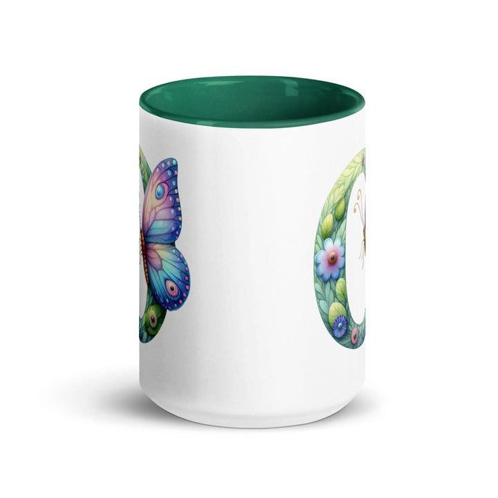 Letter O Colorful Print Mug - Dark green - 15 oz - ArtyKoala