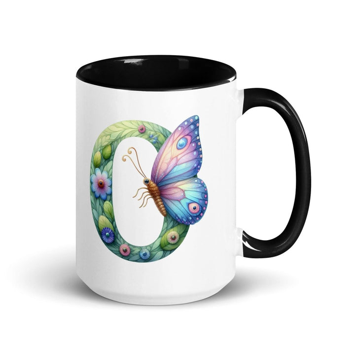 Letter O Colorful Print Mug - Black - 15 oz - ArtyKoala