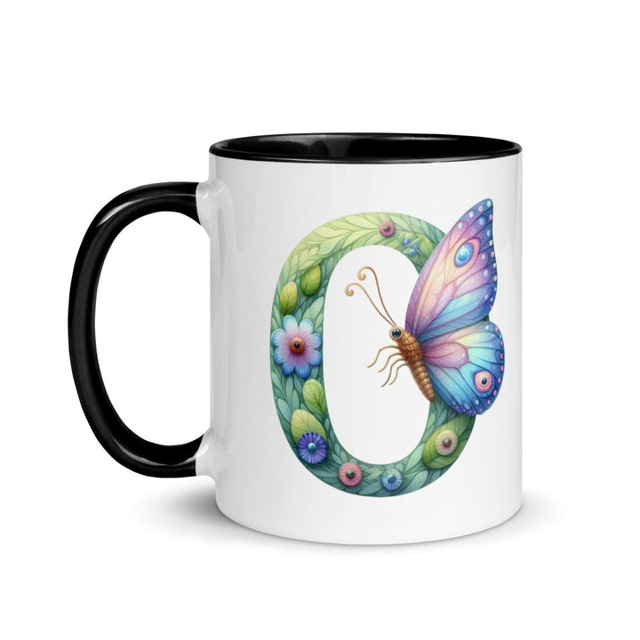 Letter O Colorful Print Mug - Black - 11 oz - ArtyKoala