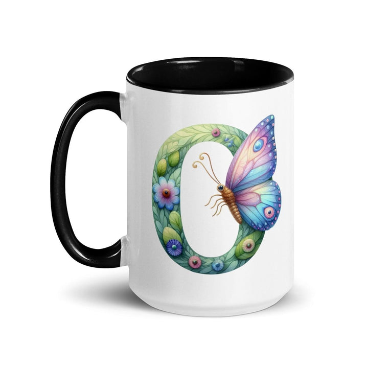 Letter O Colorful Print Mug - Black - 15 oz - ArtyKoala