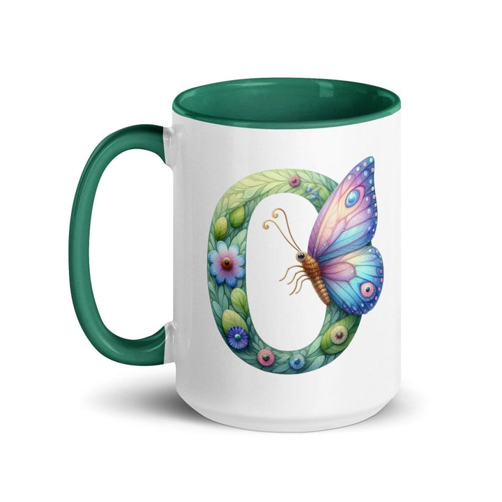 Letter O Colorful Print Mug - Dark green - 15 oz - ArtyKoala