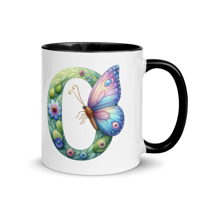 Letter O Colorful Print Mug - Black - 11 oz - ArtyKoala