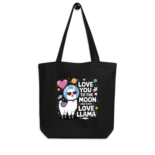 Llama Love You Moon Custom Tote Bag - Black-ArtyKoala