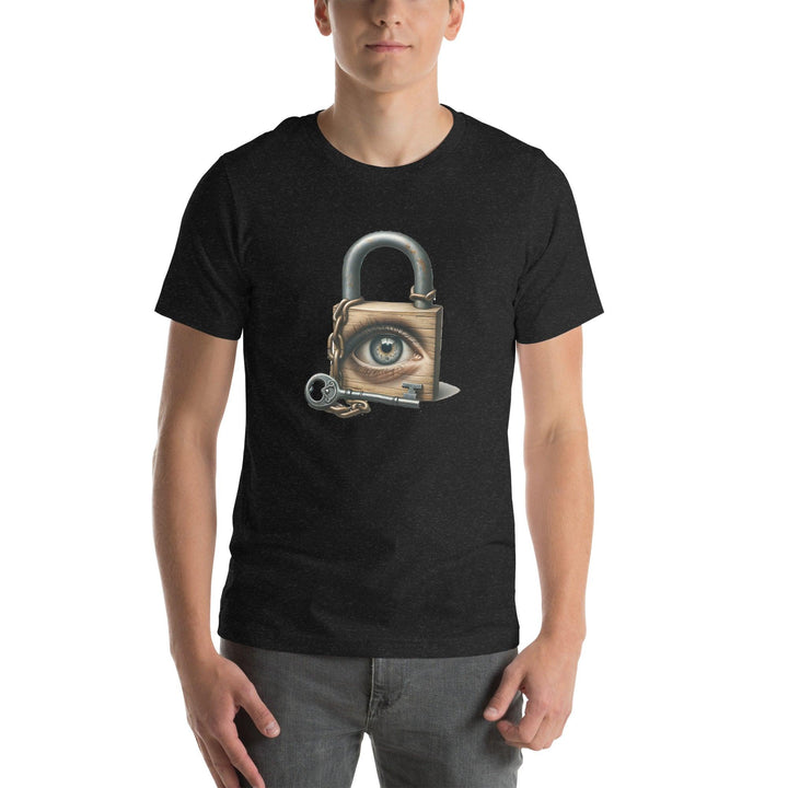 Locked Eye Man T-Shirt - Black Heather / S - ArtyKoala