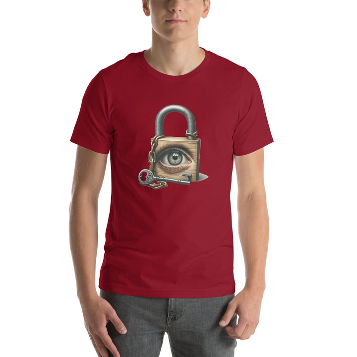 Locked Eye Man T-Shirt - Cardinal / S - ArtyKoala