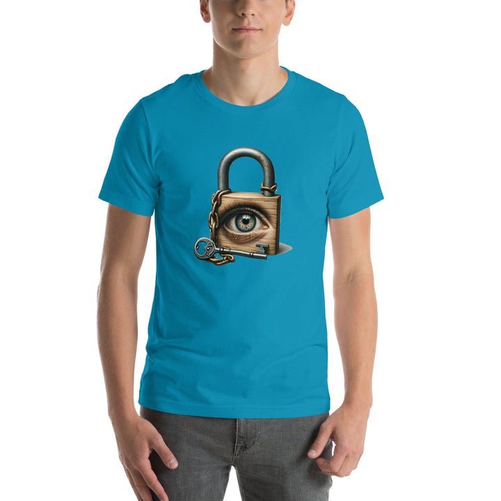 Locked Eye Man T-Shirt - Aqua / S - ArtyKoala