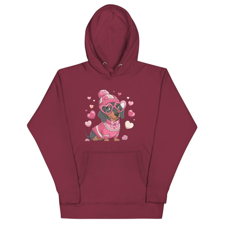 Love Dog Unisex Graphic Hoodie - Maroon - S - ArtyKoala