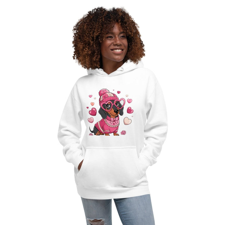 Love Dog Unisex Graphic Hoodie - White - S - ArtyKoala