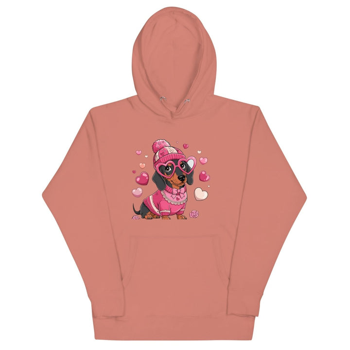 Love Dog Unisex Graphic Hoodie - Dusty Rose - S - ArtyKoala